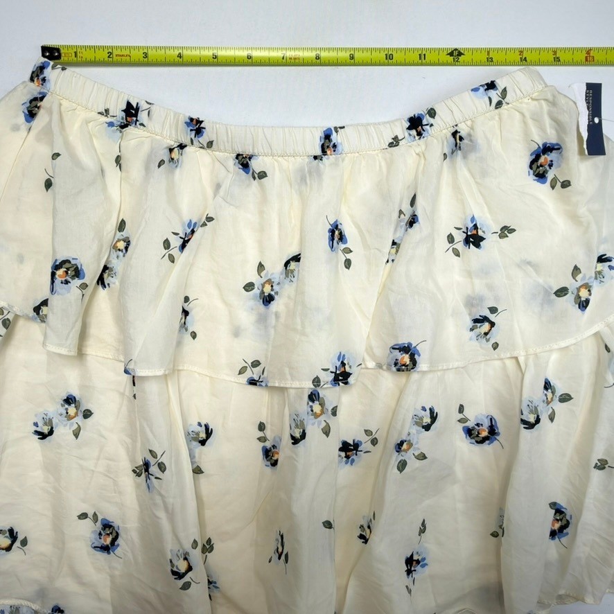 Universal Thread Floral Ruffle Mini Skirt Medium Cream Cottagecore Boho NWT