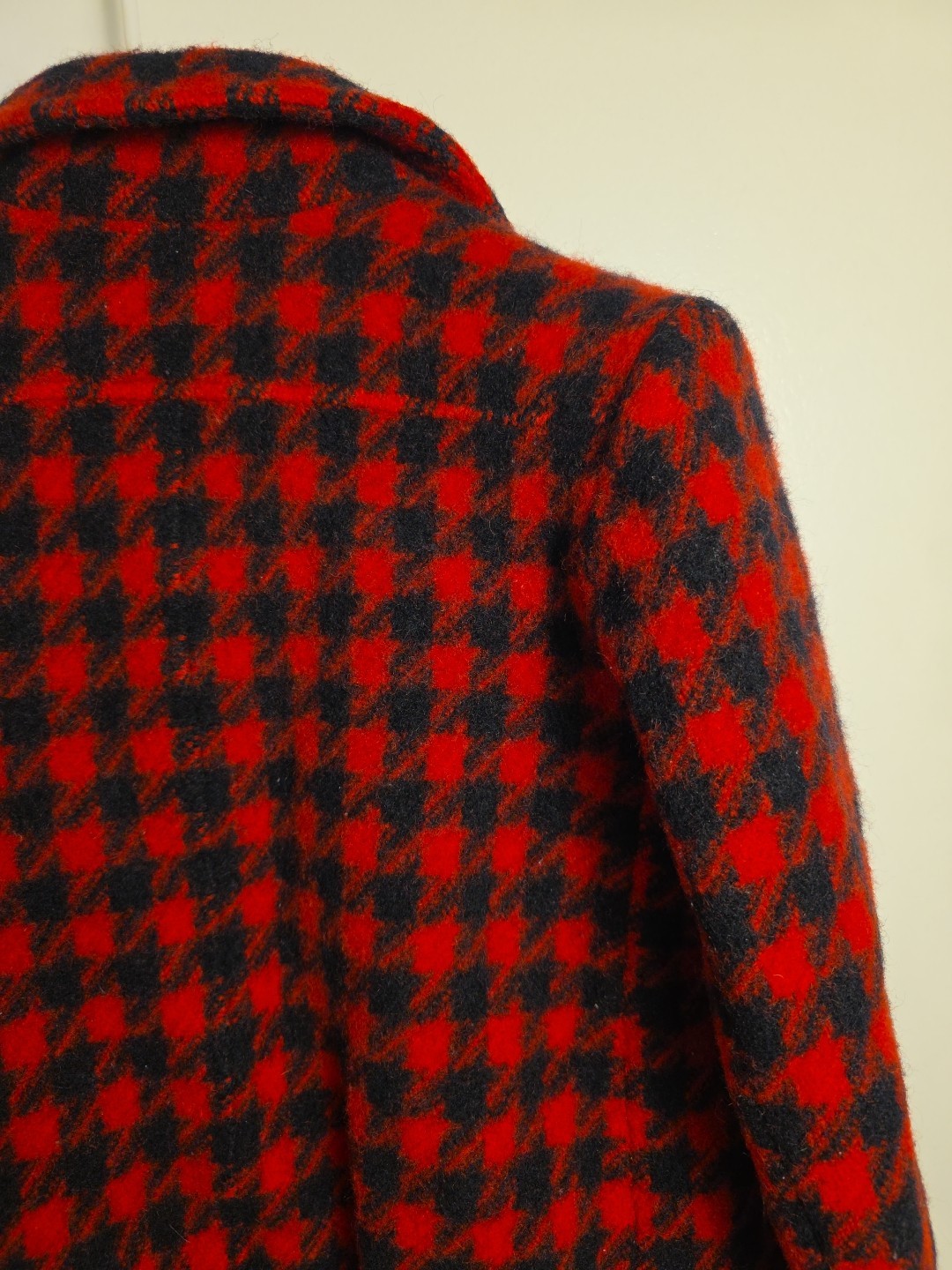 Vintage Pendleton Houndstooth Coat 1950s Button Up Black & Red Women’s Petite
