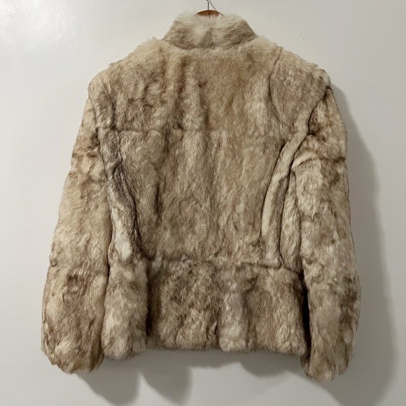 Split End Ltd Vintage Womens Genuine Rabbit Fur Jacket Cream Tan Size Medium