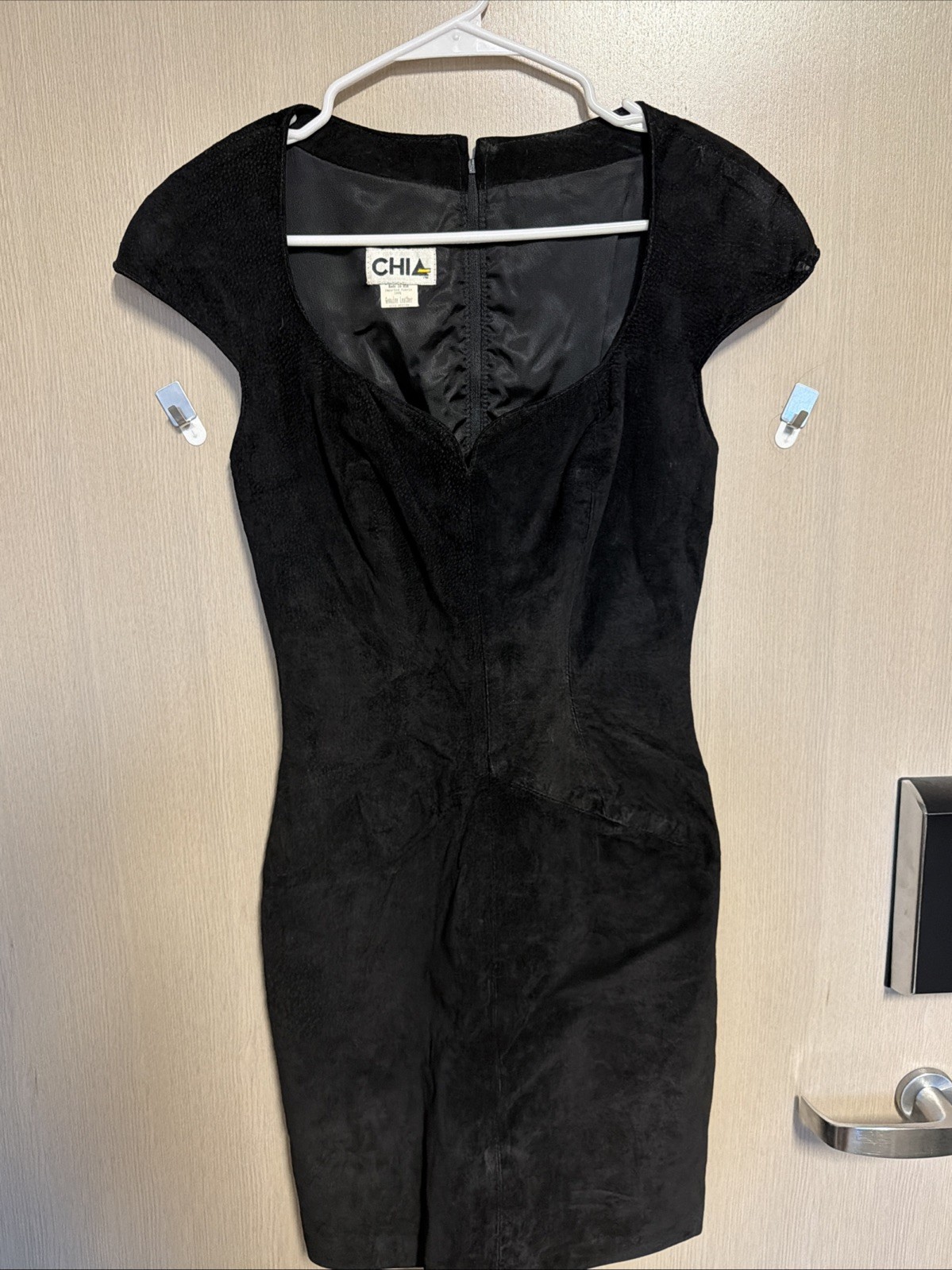 1980’s Vintage Chia Women S/M Genuine Leather Suede Mini Dress USA