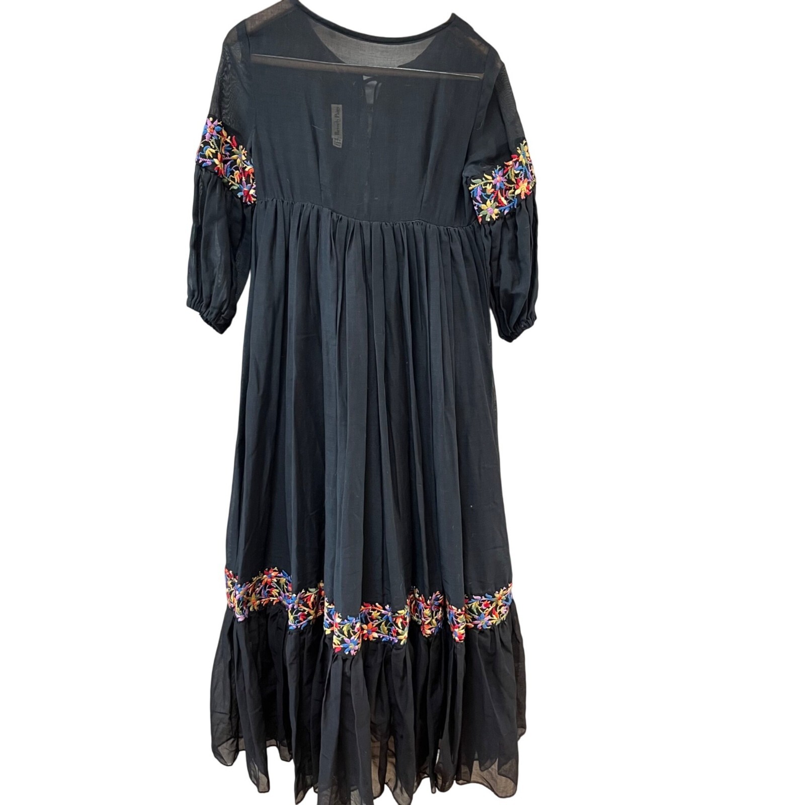 Rare Vintage Beverly Paige Cotton Gauze Embroidered Boho Maxi Dress – Sz. S