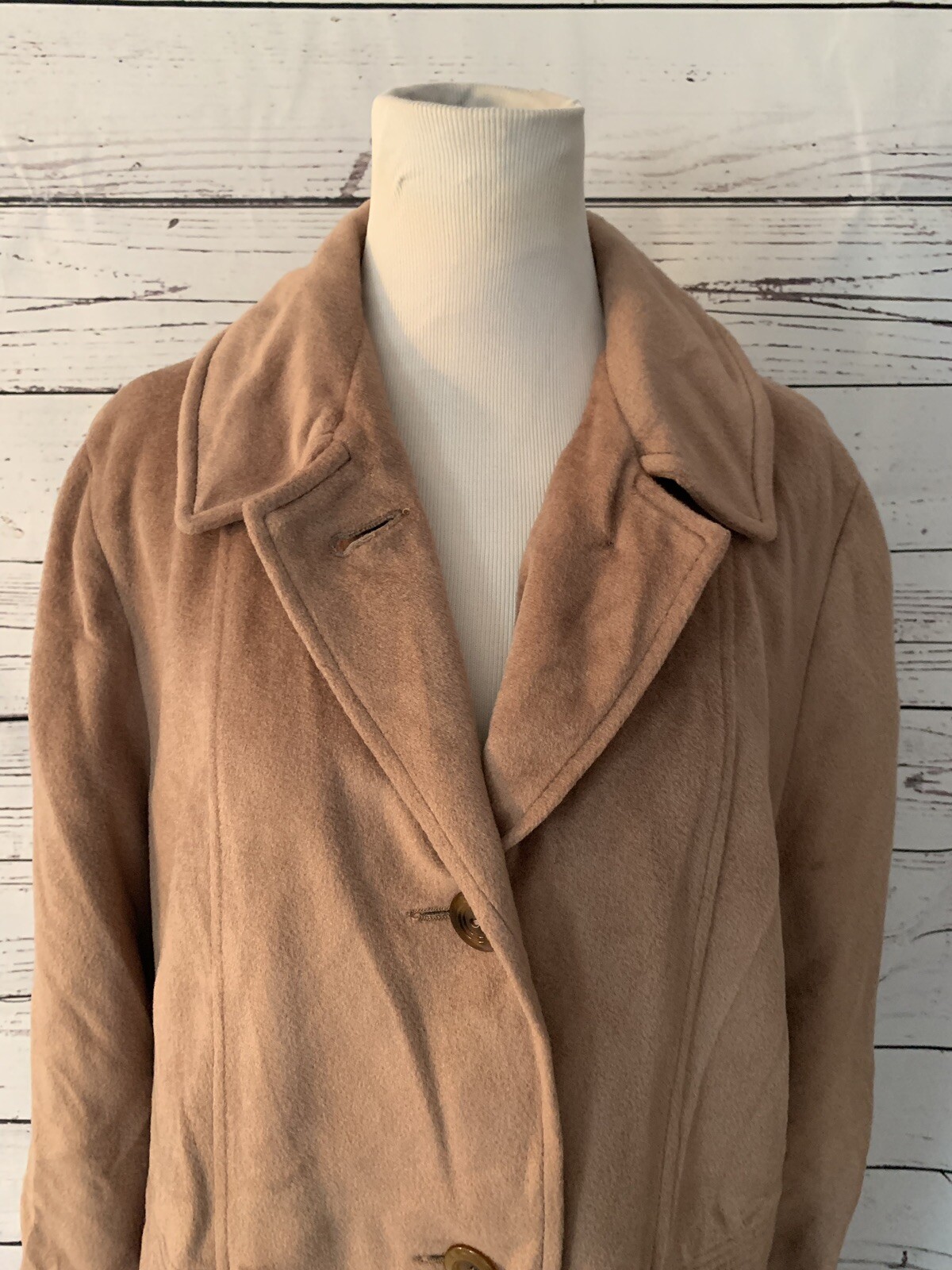 Vintage Kashmiracle Brown Coat By Wellington Fashions Sz XL Lined Trench Coat
