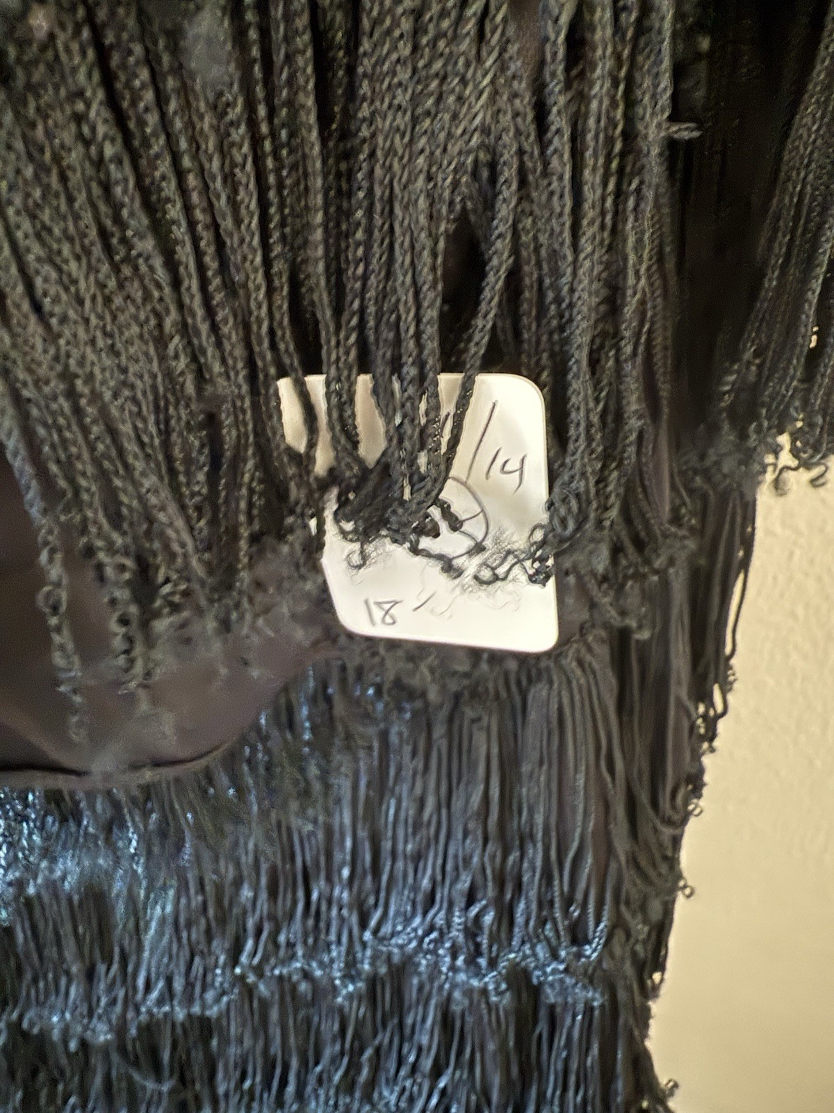 Vintage nightwork, V-neck tiered Elegant Black Fringe mod flapper Dress large