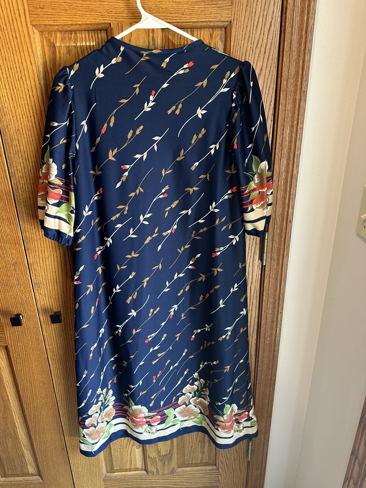 Vintage JC Penney Fashions Floral House Dress Muumuu Size Small/Med Keyhole Neck