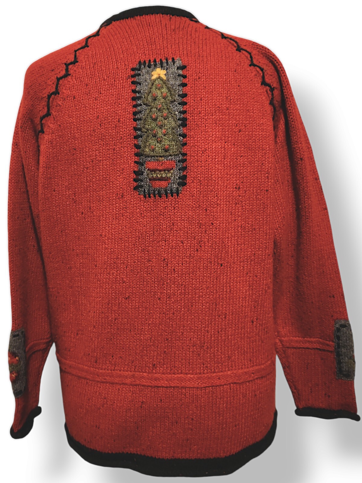 Northern Isles Women’s Vintage M Handknit Cardigan Sweater Grandma Patch