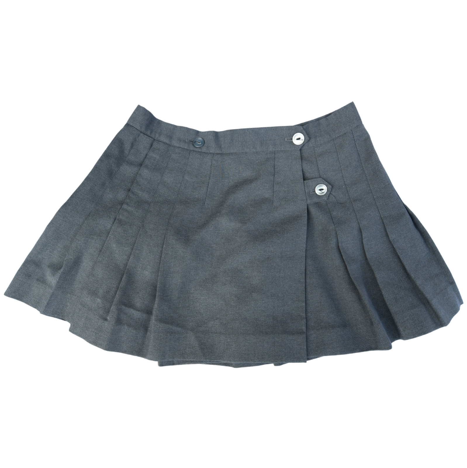 Vintage Grey Pleated Wrap Kilt Mini Skirt School Uniform 30 Waist 14 Length