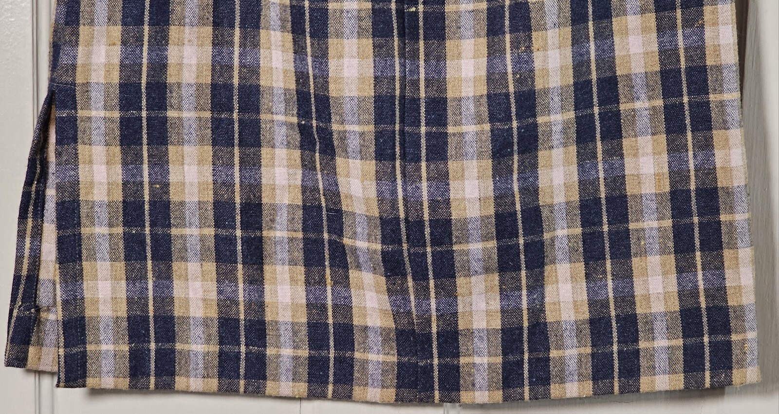 VTG 80’S Wool Pencil Skirt Women XS Blue Tan Pink Plaid Tartan Pleated Academia