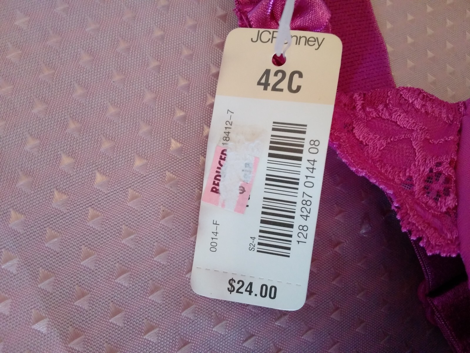 Bra NWT Vintage JC Penney Delicates SZ 42C Raspberry Pink Lace Detail 1 1935