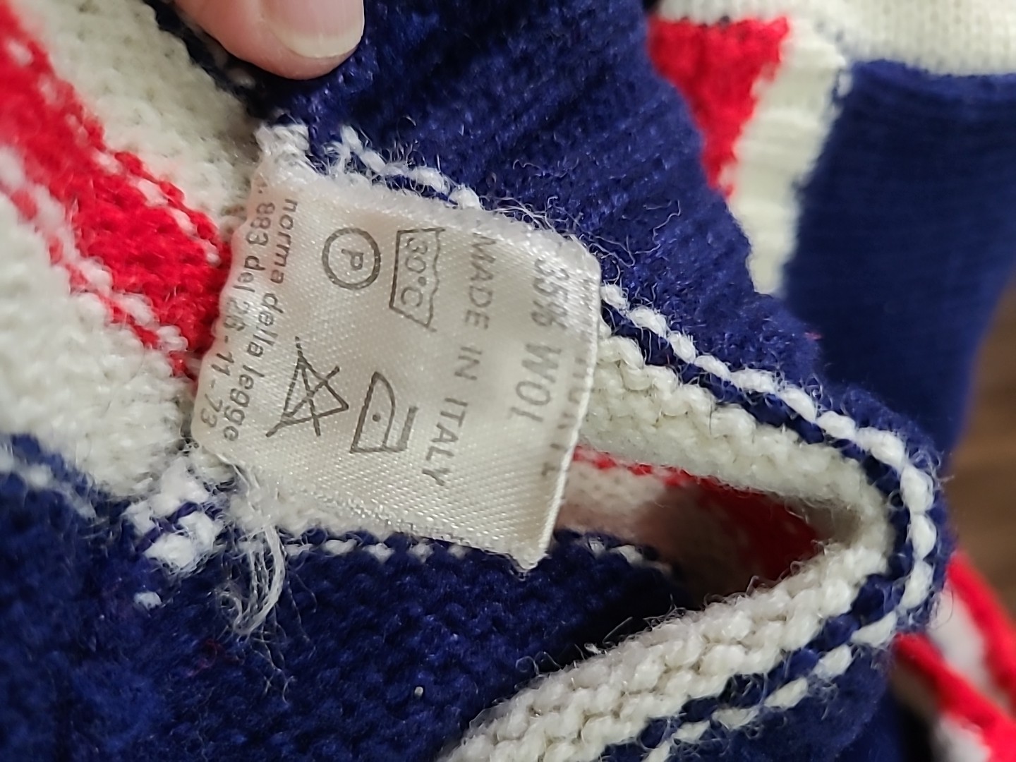 Vintage Wool Blend Pierre Cardin Boatneck Sweater Red White Blue