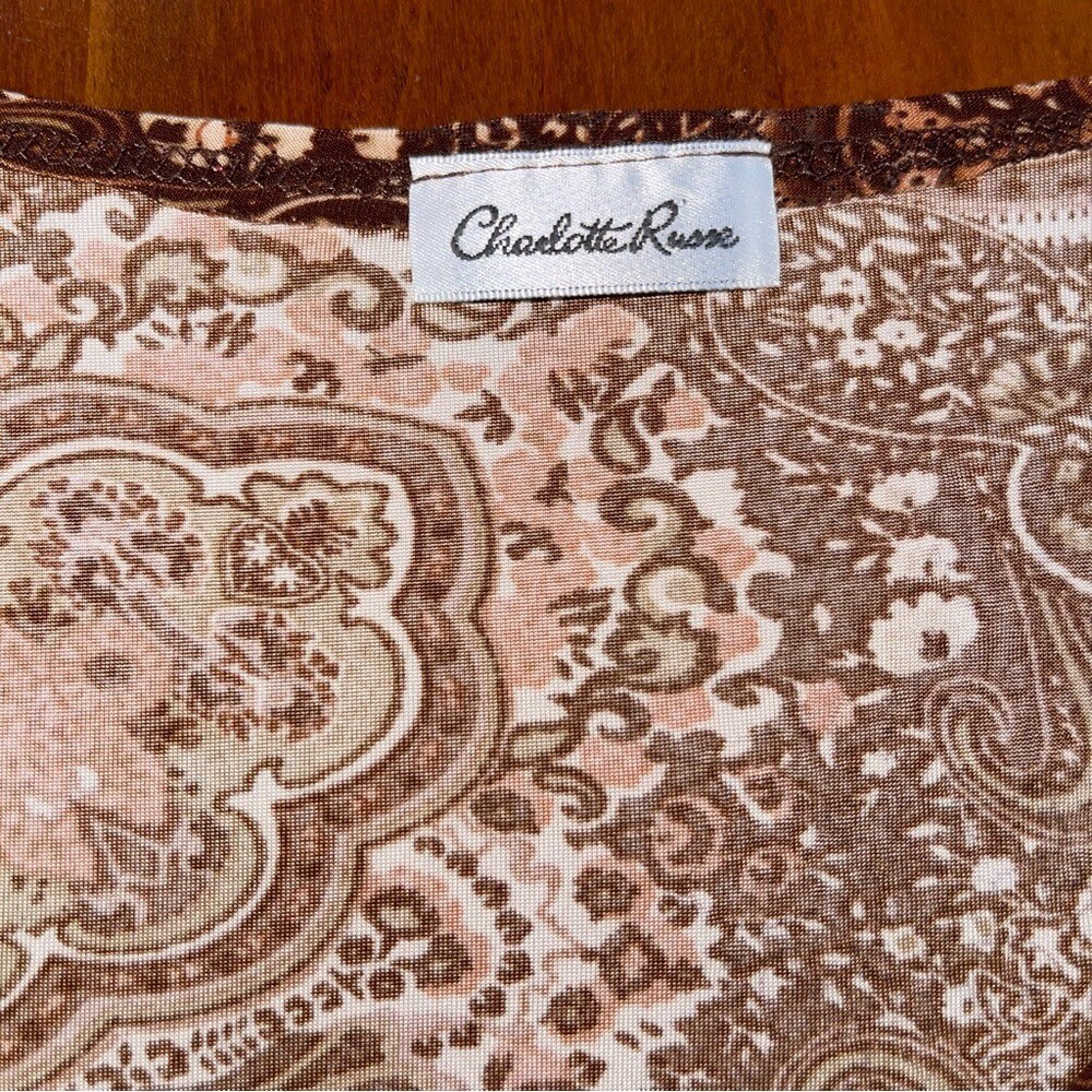 Vintage Made in USA Brown Paisley Babydoll Empire Top with Sparkle