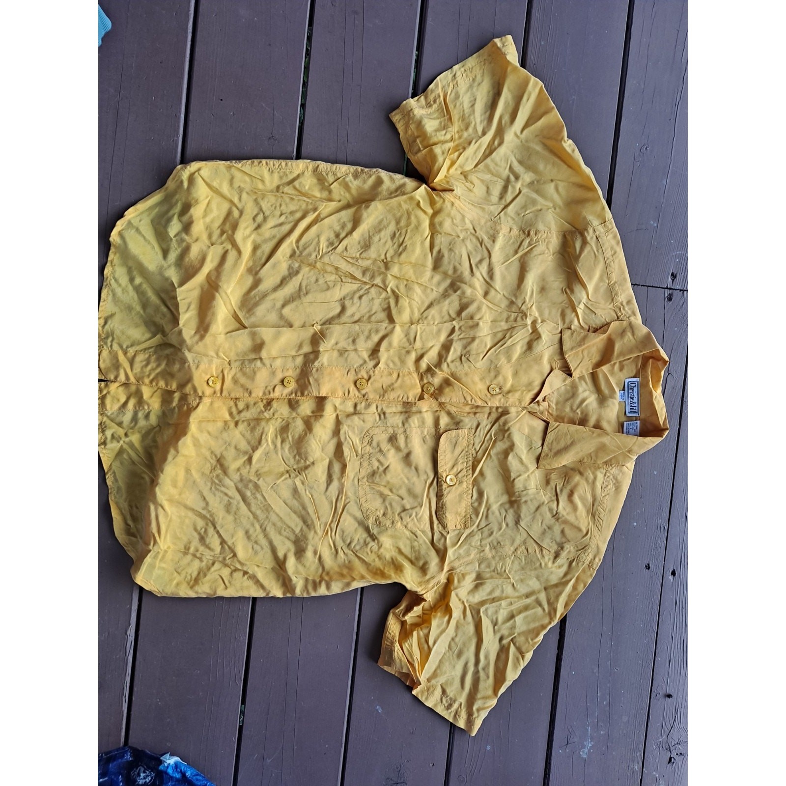 Vintage 80s 90s Christie & Jill Yellow Silk Button Down Blouse