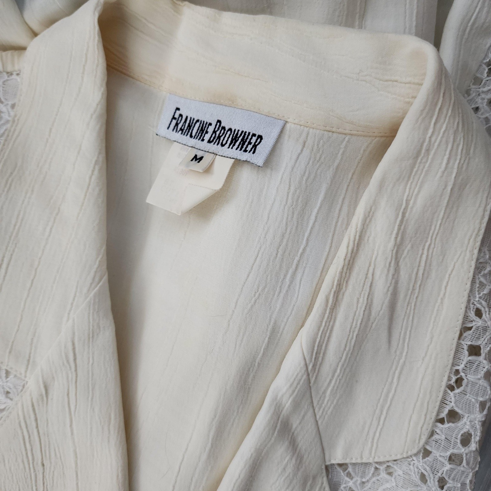 Francine Browner Vintage Lace Front Blouse & Pleated Maxi Skirt Set Off White M