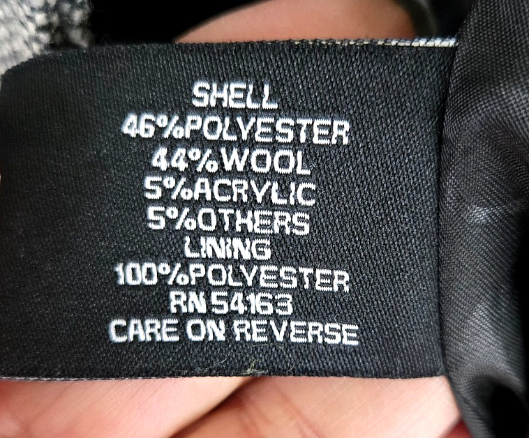 Vintage GUESS Wool Blend Pea Coat Black & White Tweed Women’s Size Small