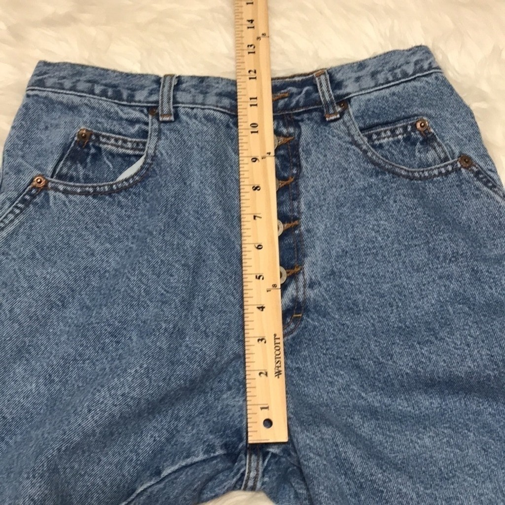 90s Vintage ENUF Women’s Denim Jean Button Fly High Rise Shorts Size 9/10