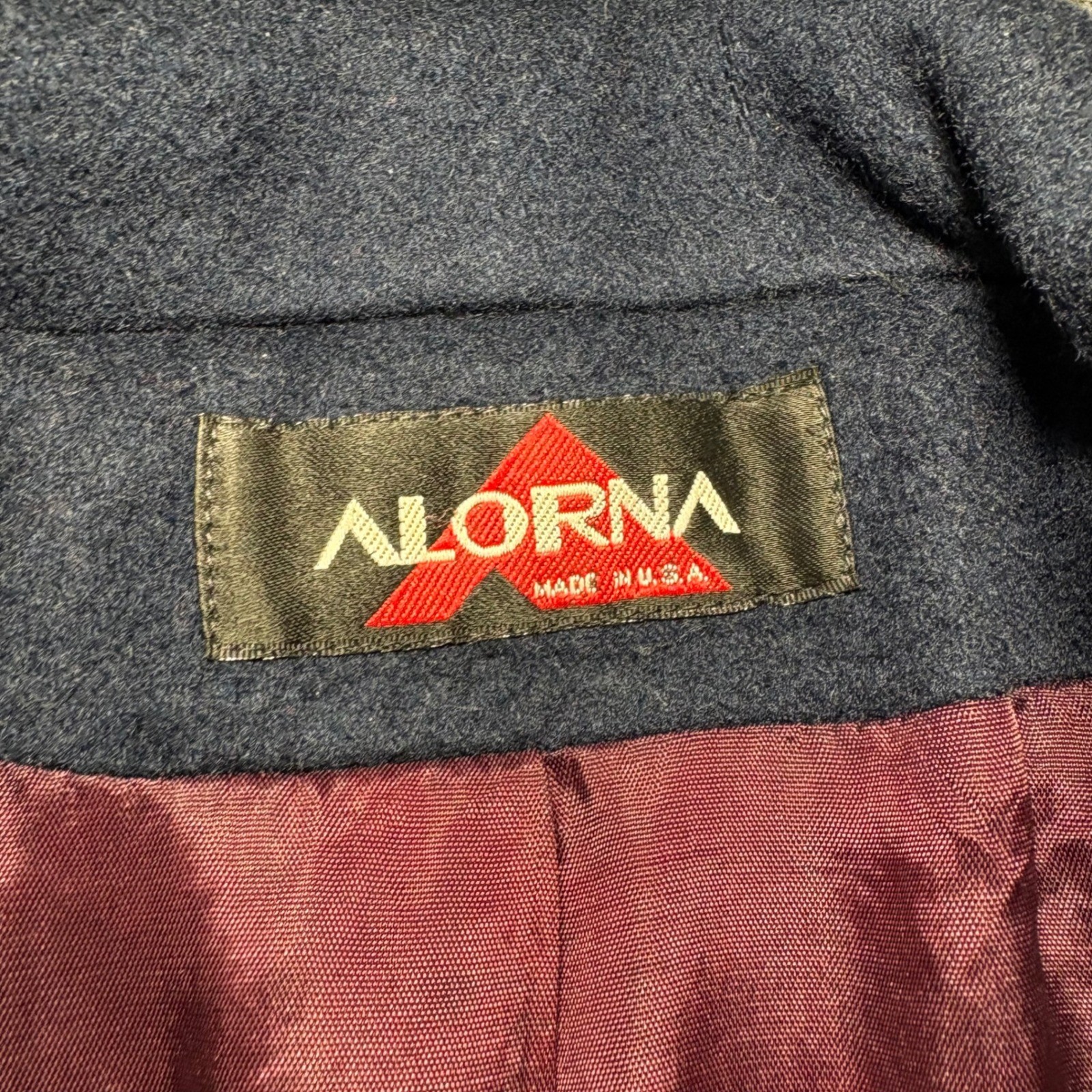 Vintage Alorna Forstmann Navy Wool Blend Pea Coat Made in USA Double Breasted