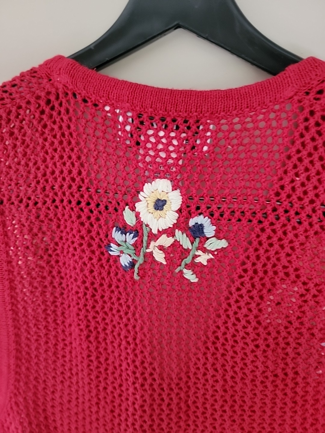 Jantzen Classics Crocheted Vest Embroidered Small Mesh Flounce Femenine Vintage