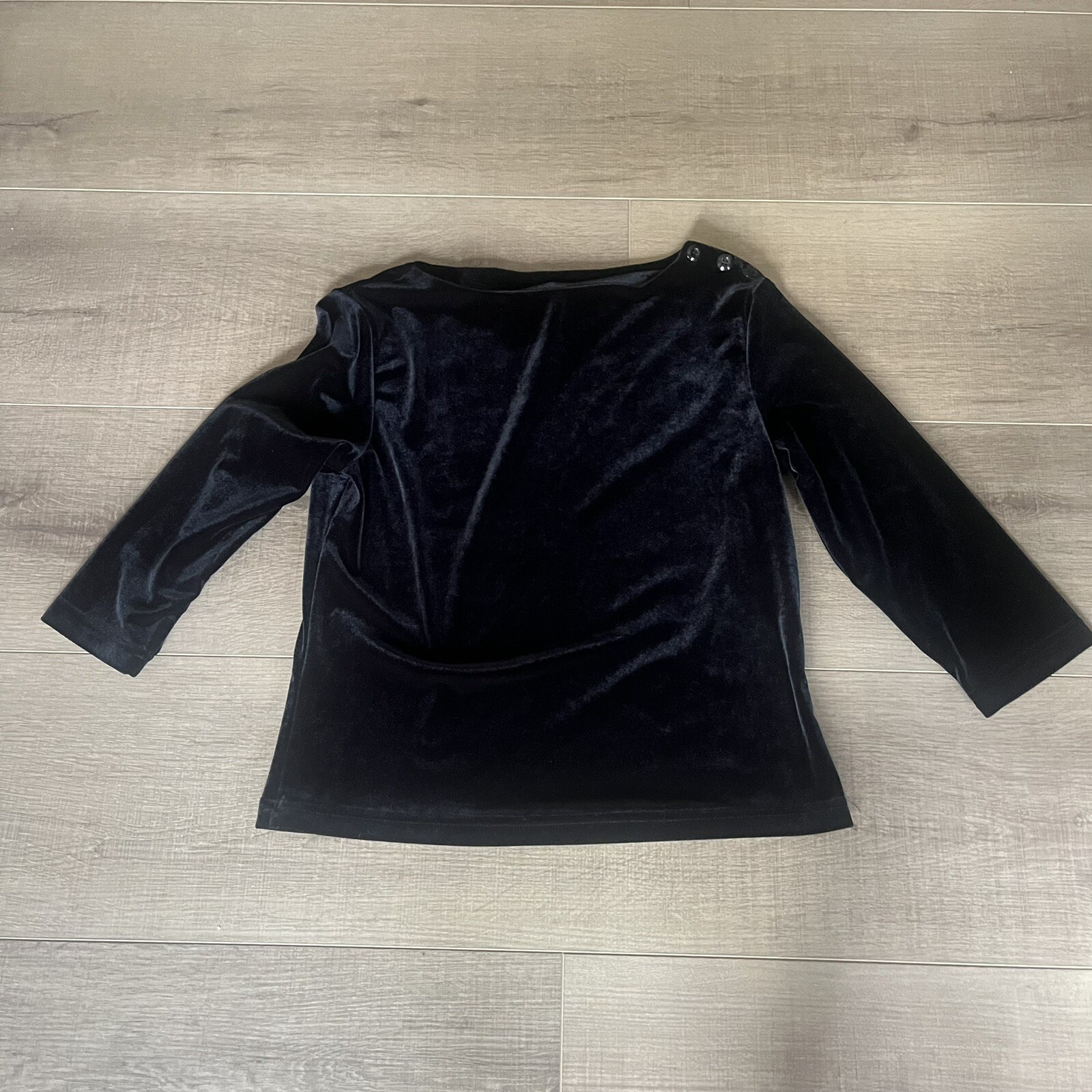 Vintage Black Velvet Top Women S 3/4 Slve Y2K Whimsigothic Witch Goth Minimalist