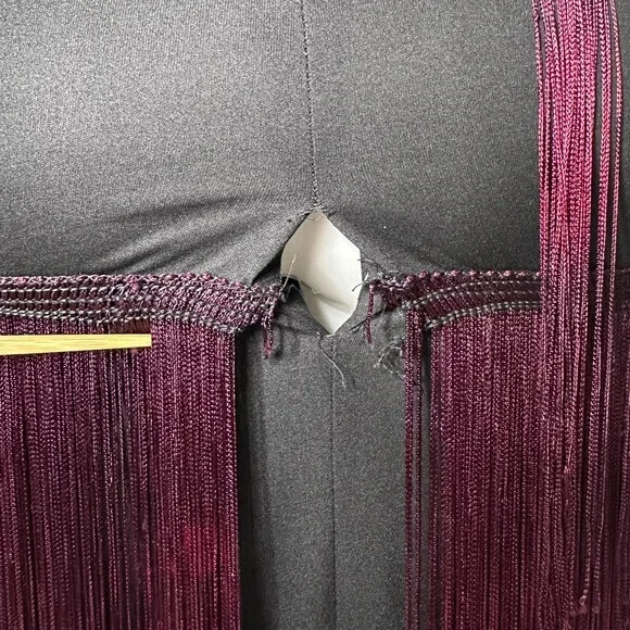 VTG 70s Jack Hartley Halter Fringe Maxi Dress Black & Plum Ombre Festival 7/8