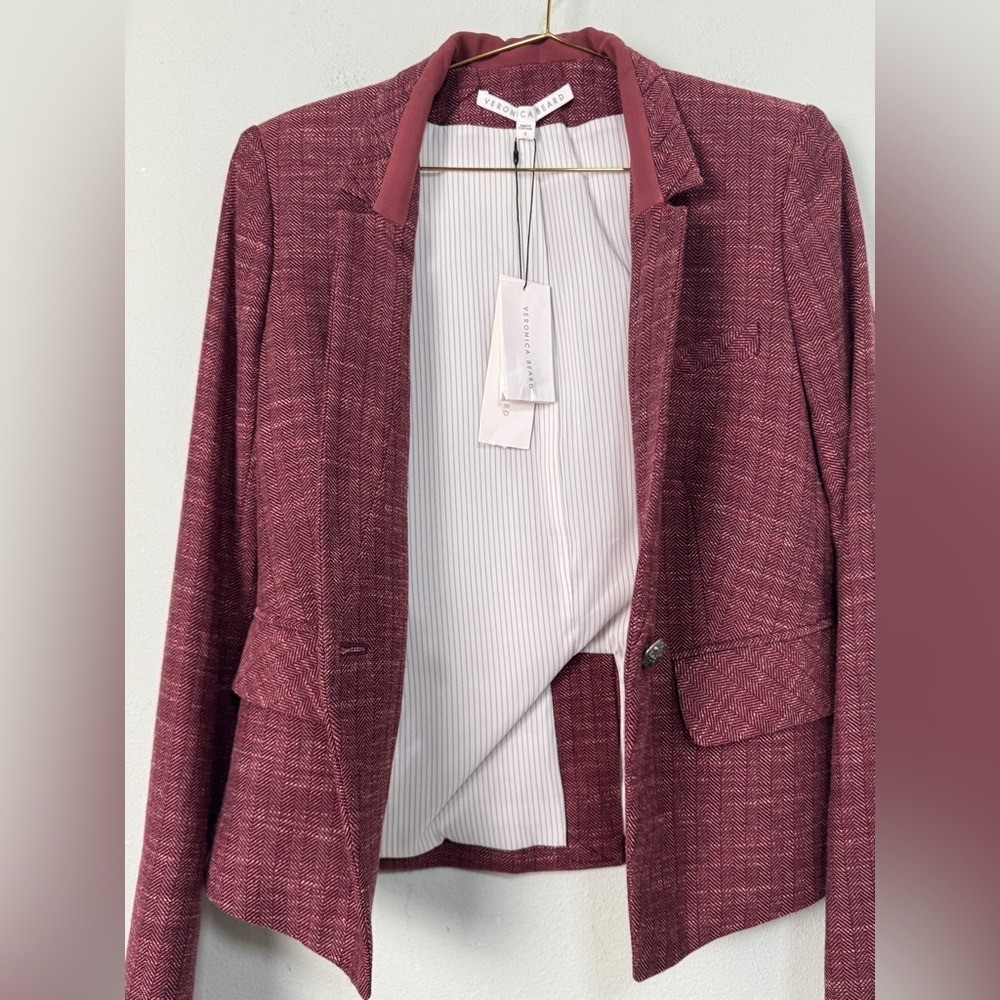 NWT Veronica Beard Wool Blend Farley Dickey Jacket Currant Burgundy Size 2