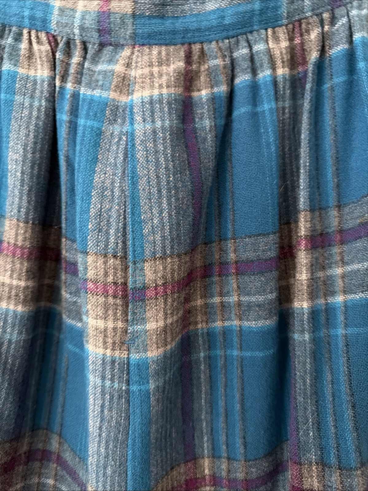 Vintage Pendleton Pleated Check Plaid Long Skirt Blue Purple Gray Pastel Sz 12