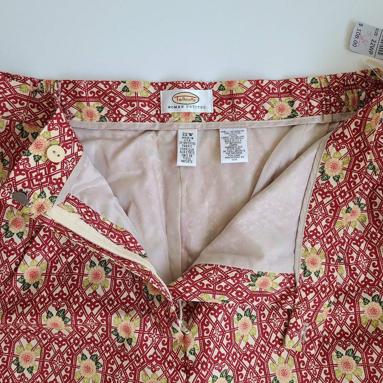 NWT Vintage Women’s Talbots Capri Pants Sz 22WP Petite Cotton Cropped Floral