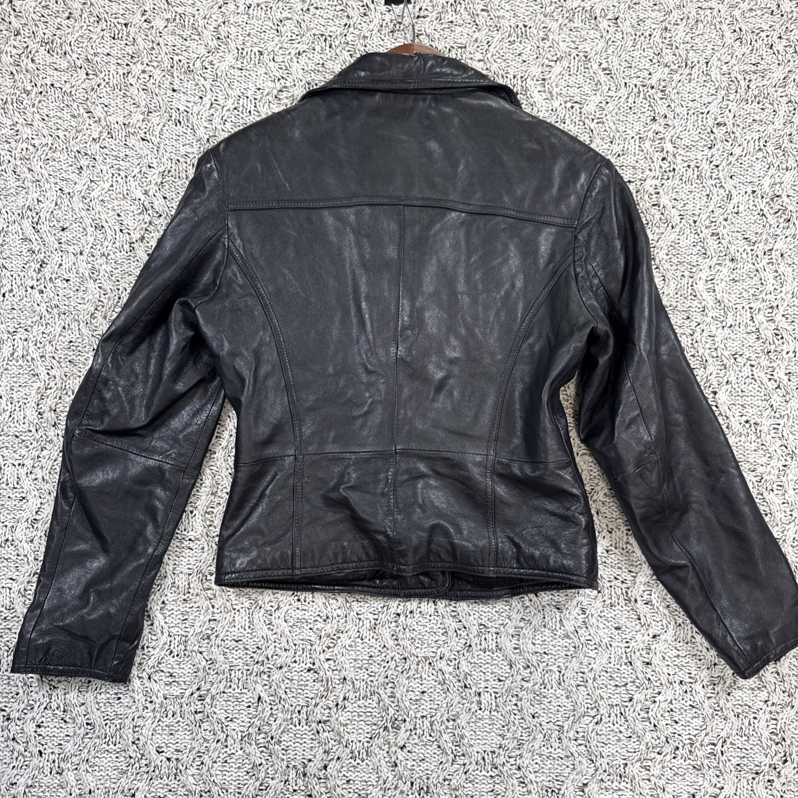 Vintage 90s Wilsons Leather Maxima Women’s Black Leather Jacket Size M Button Fr