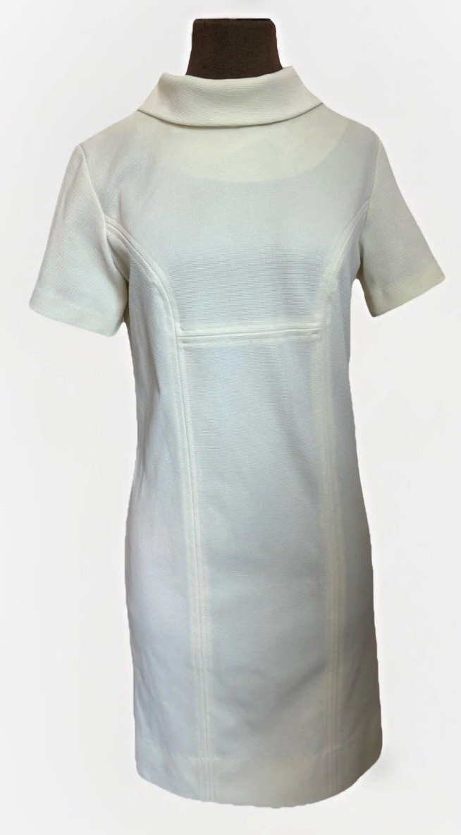 Vintage Pale Yellow Double Knit Short Sleeve Sheath Dress Jackie O Vibes