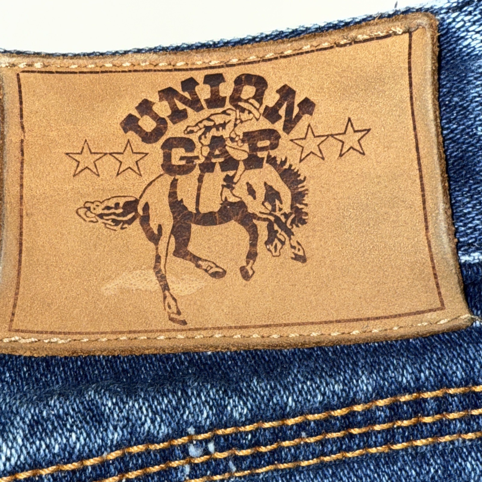 Vintage 70s Union Gap Wide Leg Jeans Footprint Stitching Embroidered 26×30