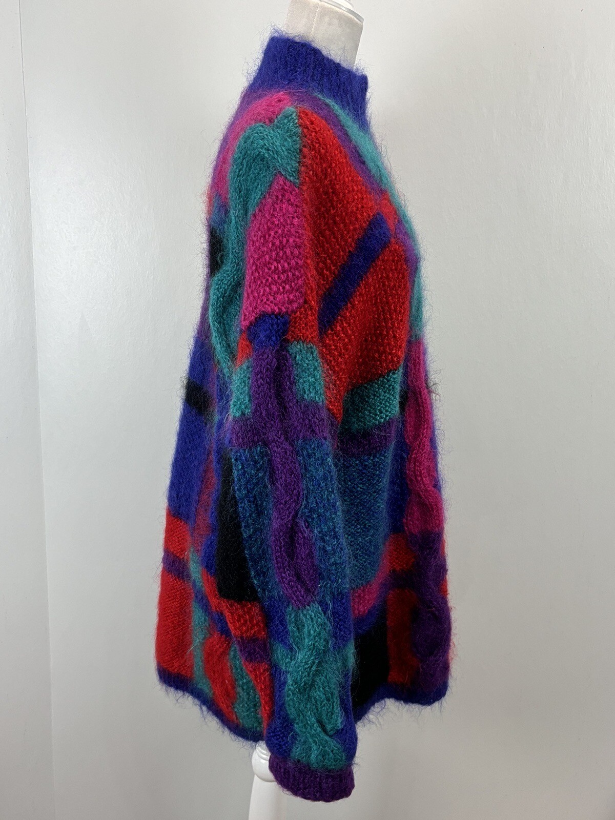 VTG Pop Art Mod Wild Classiques Entier 80% Mohair Tunic Sweater Colorful Large