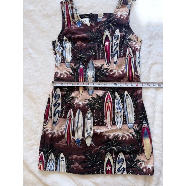 Shannon Marie Vintage Hawaiian Surfboard Print Cotton Mini Dress Brown Size 10/M