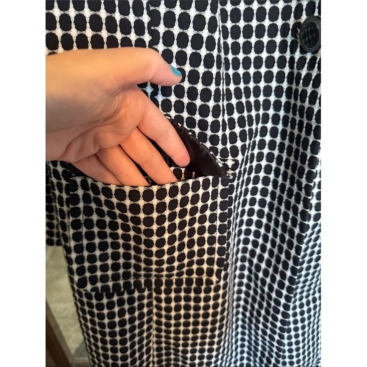 Apostrophe Black White Geometric Dot Print Coat Plus Size 16-18W Mod Retro 60’s