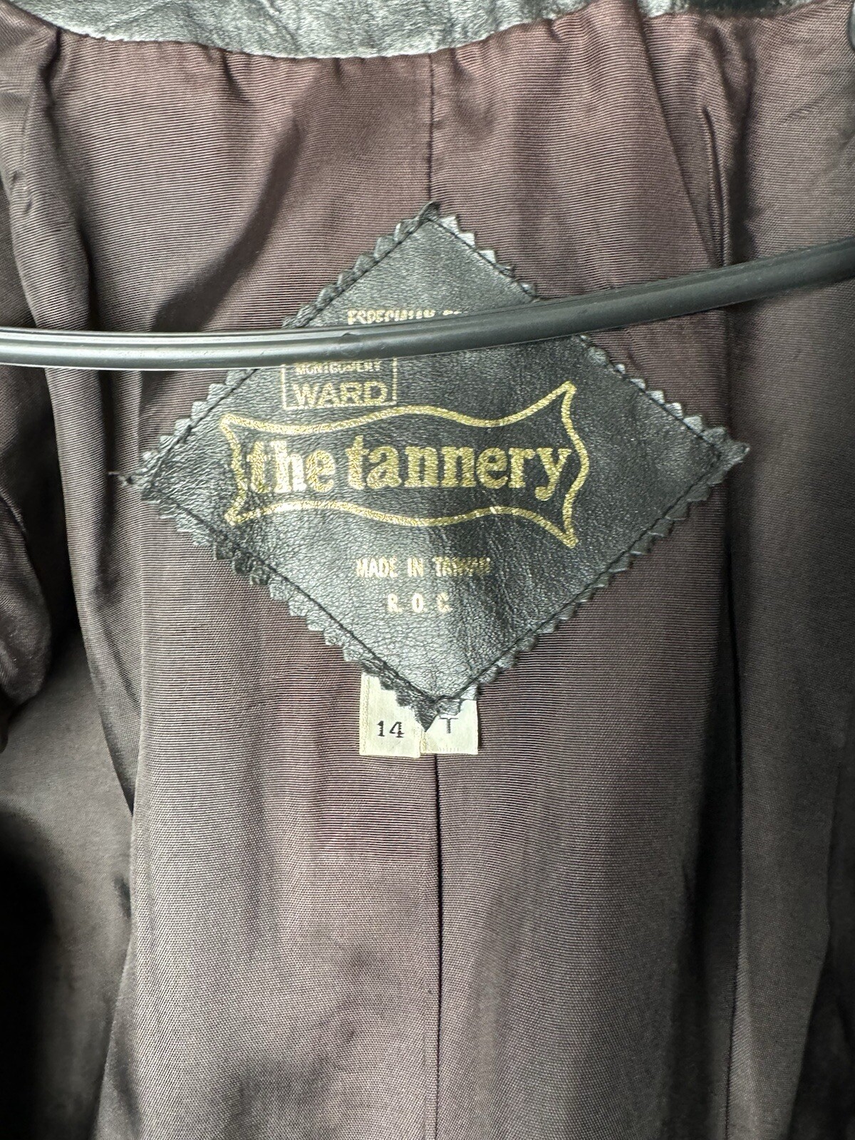 The Tannery Vintage Women’s Black Leather Jacket Montgomery Ward Button Up 14-T