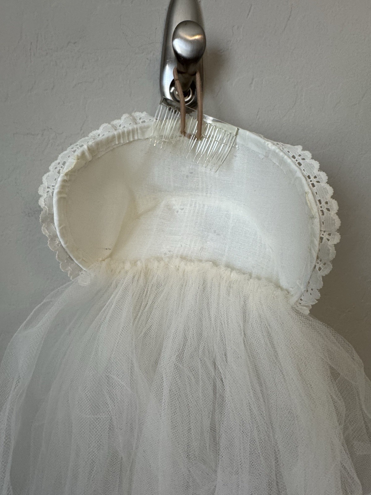 Vtg 70s Ivory Wedding Dress Prairie Cottage Core Peasant Bonnet Hat Veil Trek