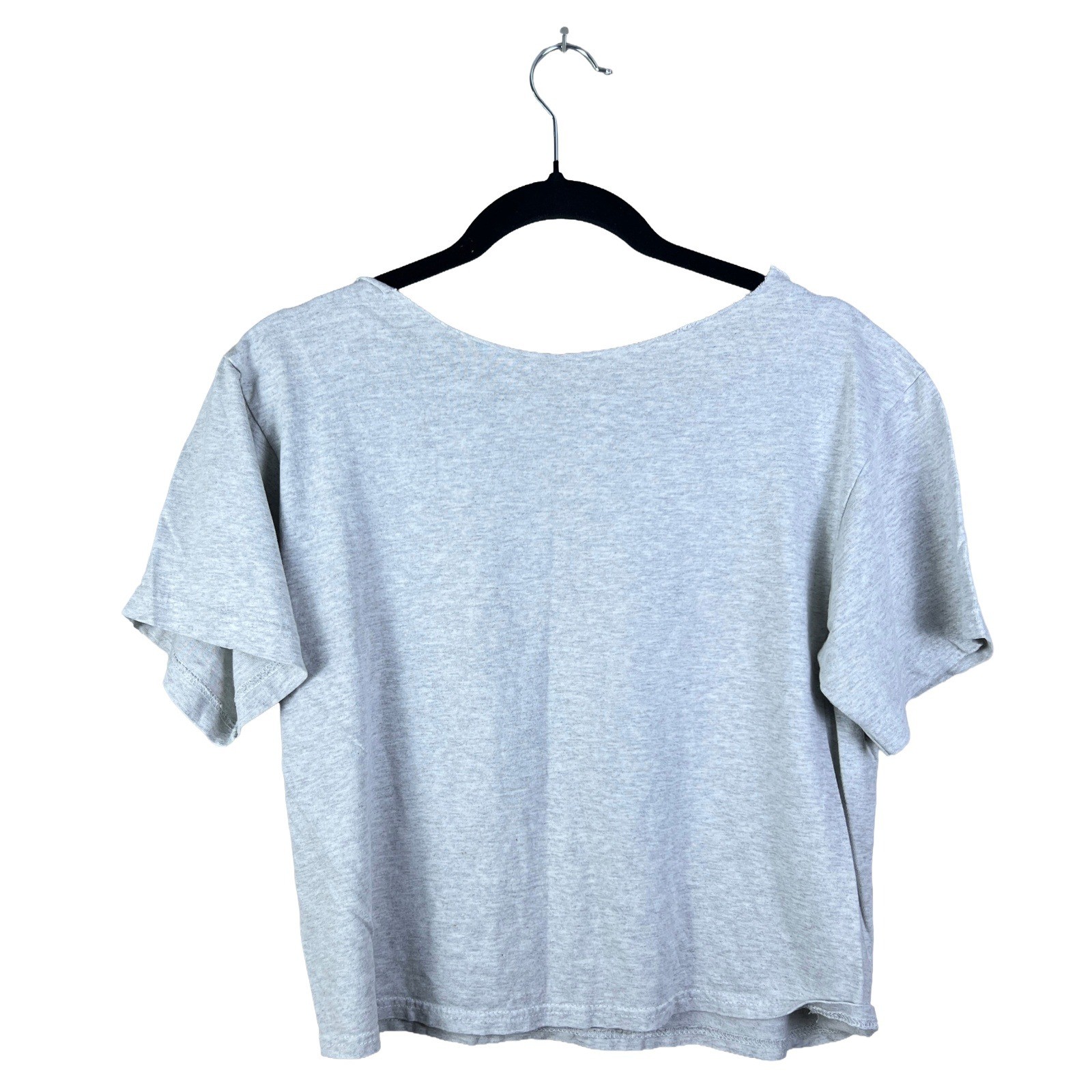 Vintage Morning Sun Lighthouse Graphic Tee Gray Raw Cut Crop Top Large 90s