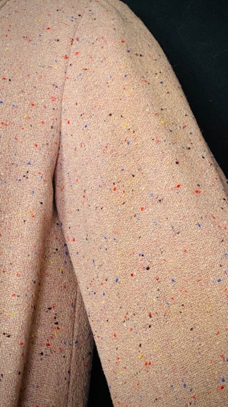 Vintage 1950s mauve wool jacket, long pink rainbow flecked swing coat pin up S