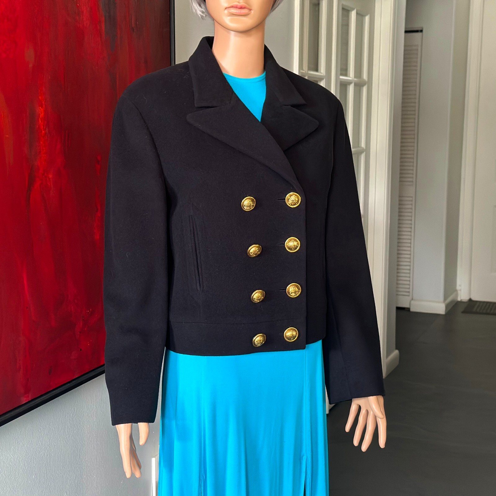 MOSCHINO CHEAP and CHIC blue navy wool & mohair jacket size 42 from F/W 1992/93