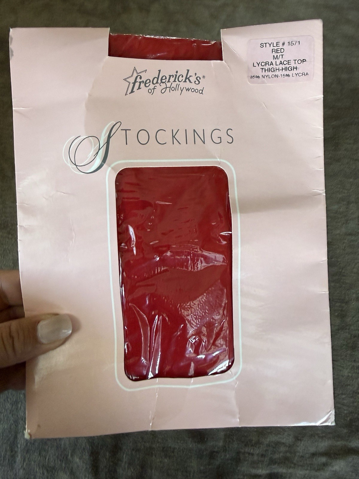 Vtg Fredericks of Hollywood Style 1571 Red Stockings Thigh High Sz MT (M Tall)