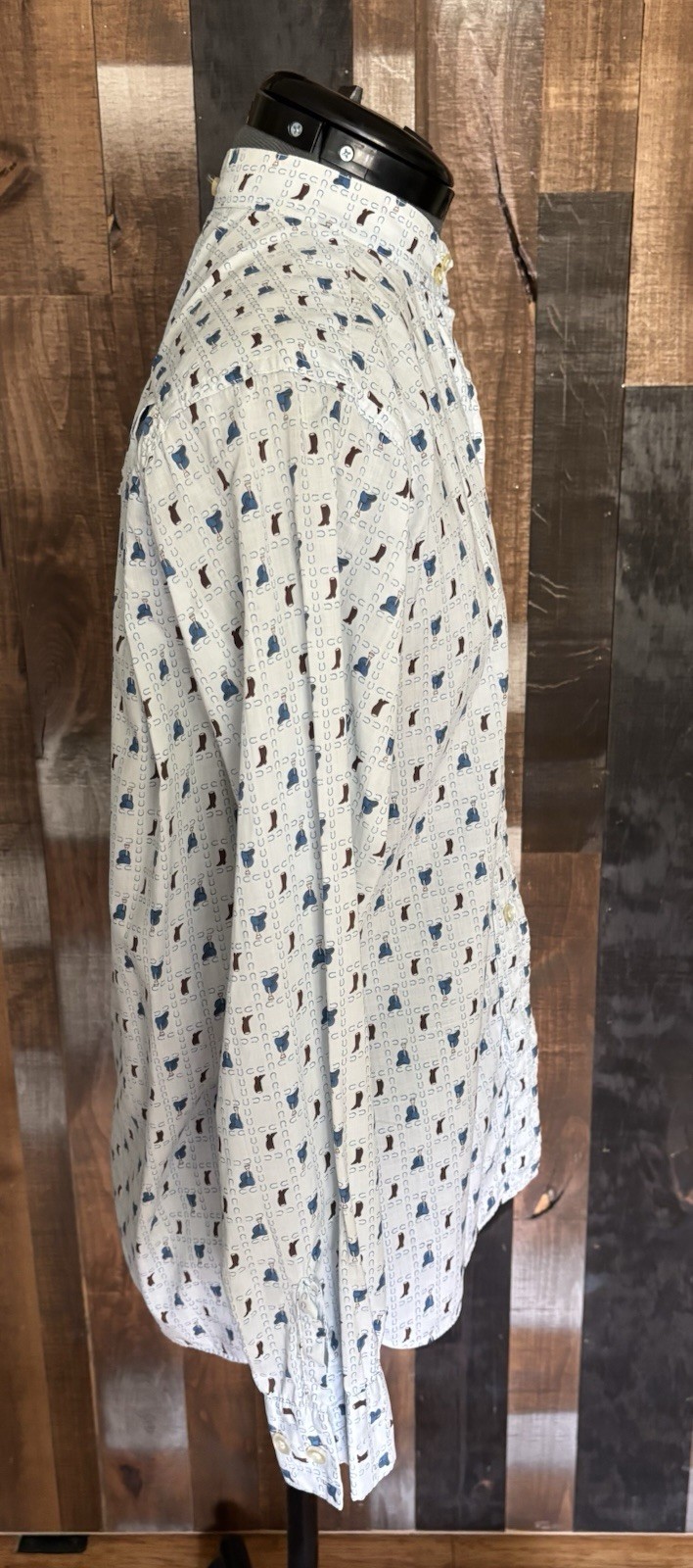 Vintage Ratcatcher Classics Western Shirt Horseshoes Boots Flawed S/M