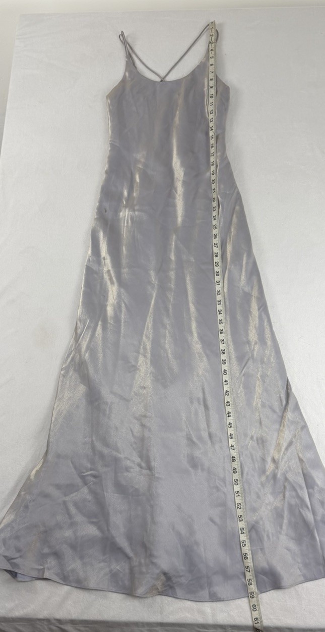 Jump 90s Y2k Vintage Purple Metallic Iridescent Formal Gown Maxi Dress Sz 5-6 S