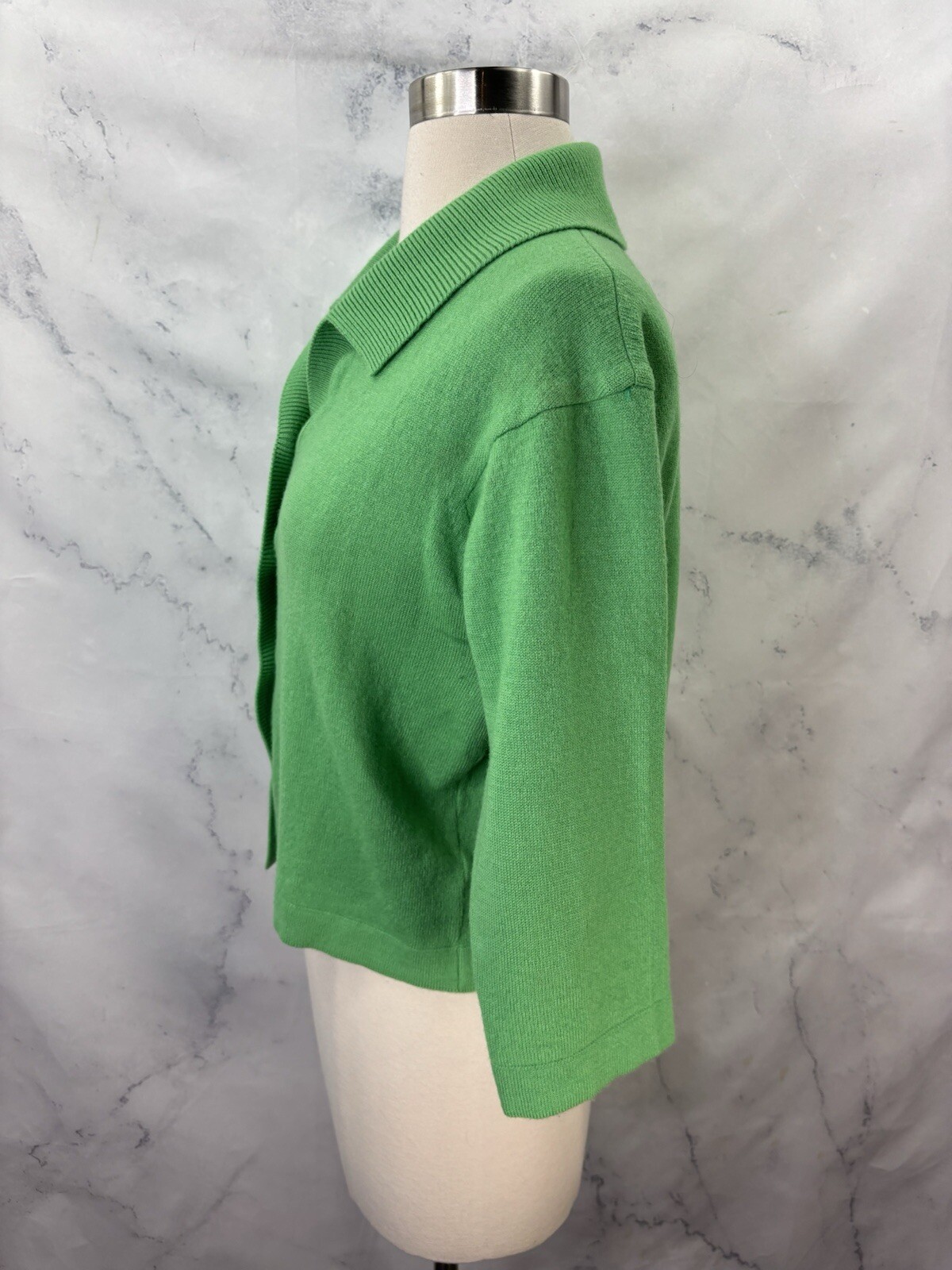 Vintage Jantzen 50s Wool Knit Cardigan Sweater 38 M USA Green 1950s Betty Paige