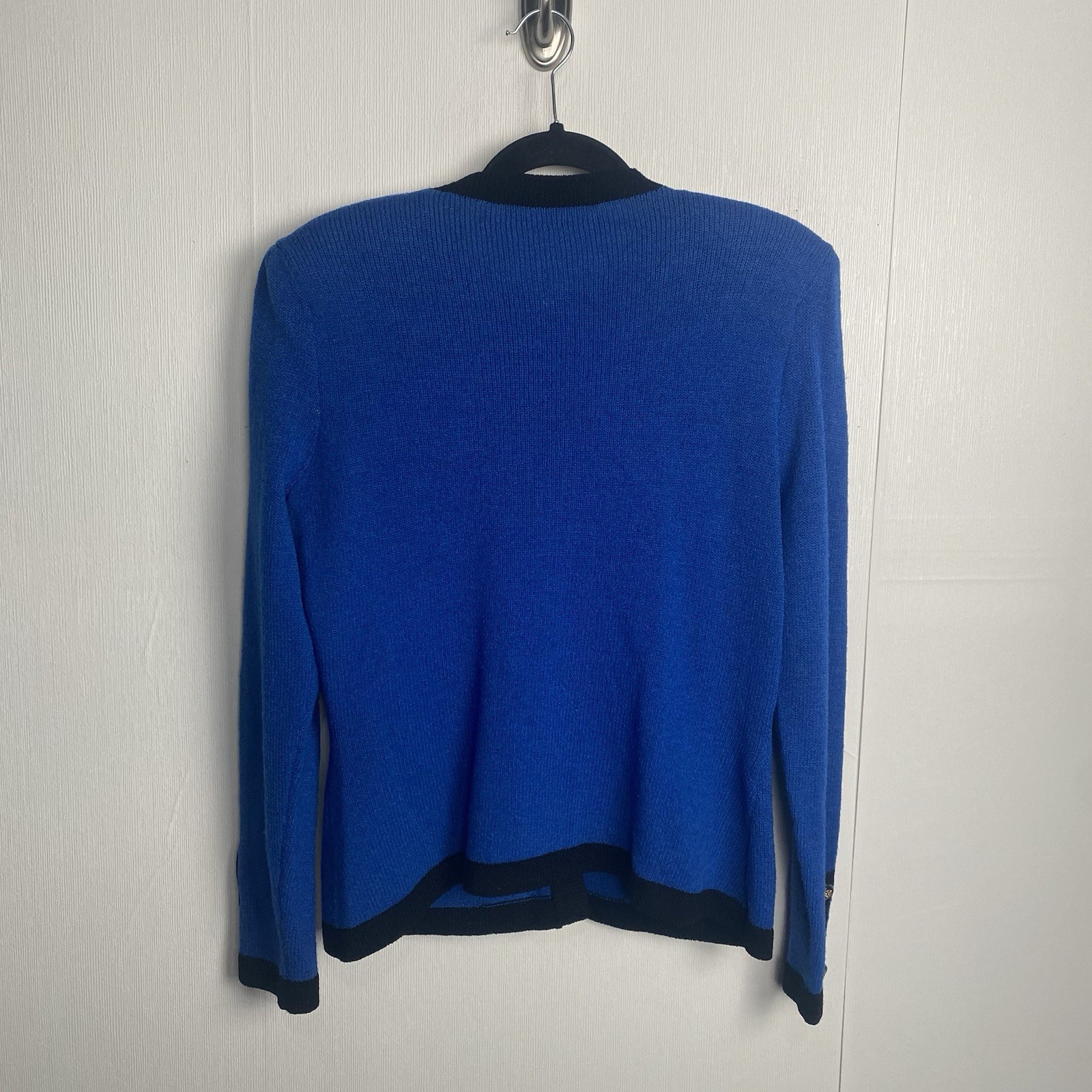 Pat Sandler for Wellmore Saks Fifth Avenue VTG Blue Knit Sweater Jacket Size 14