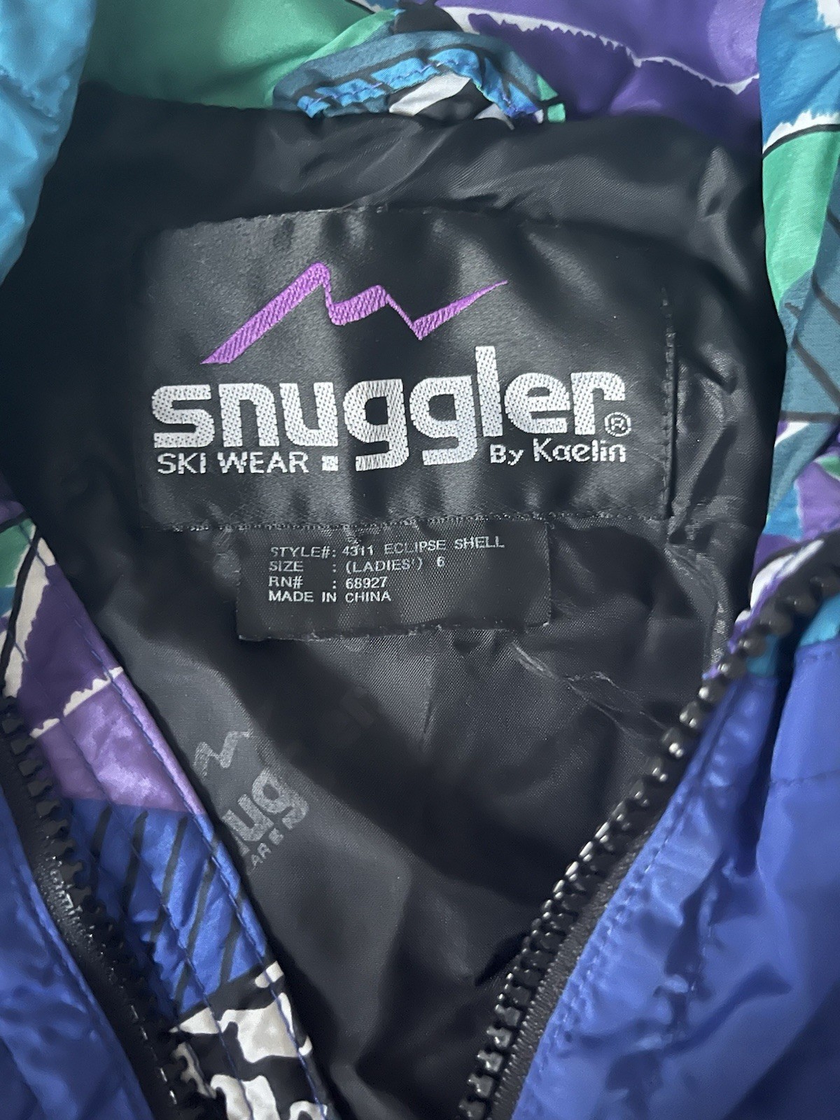 Vtg 80s 90s Snuggler by Kaelin Blue Abstract Print Cinch Light Jacket Size 6 SS