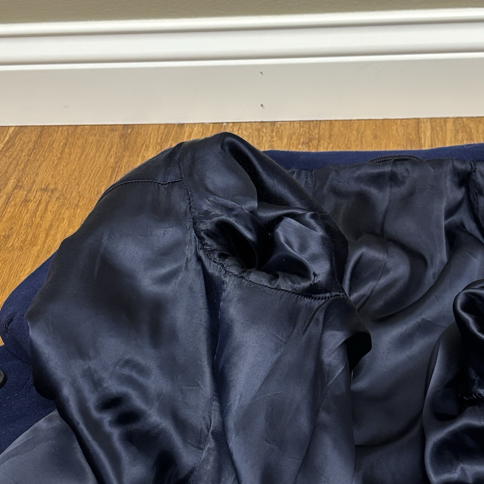 VTG Women’s Blue Del Mod International Camel Hair & Wool Blend Lined Pea Coat 42