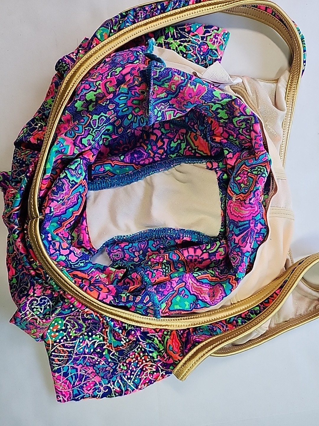 Gantner California Womens Size 10 Psychedelic Neon Colorful 1pc Bathing Suit 80s