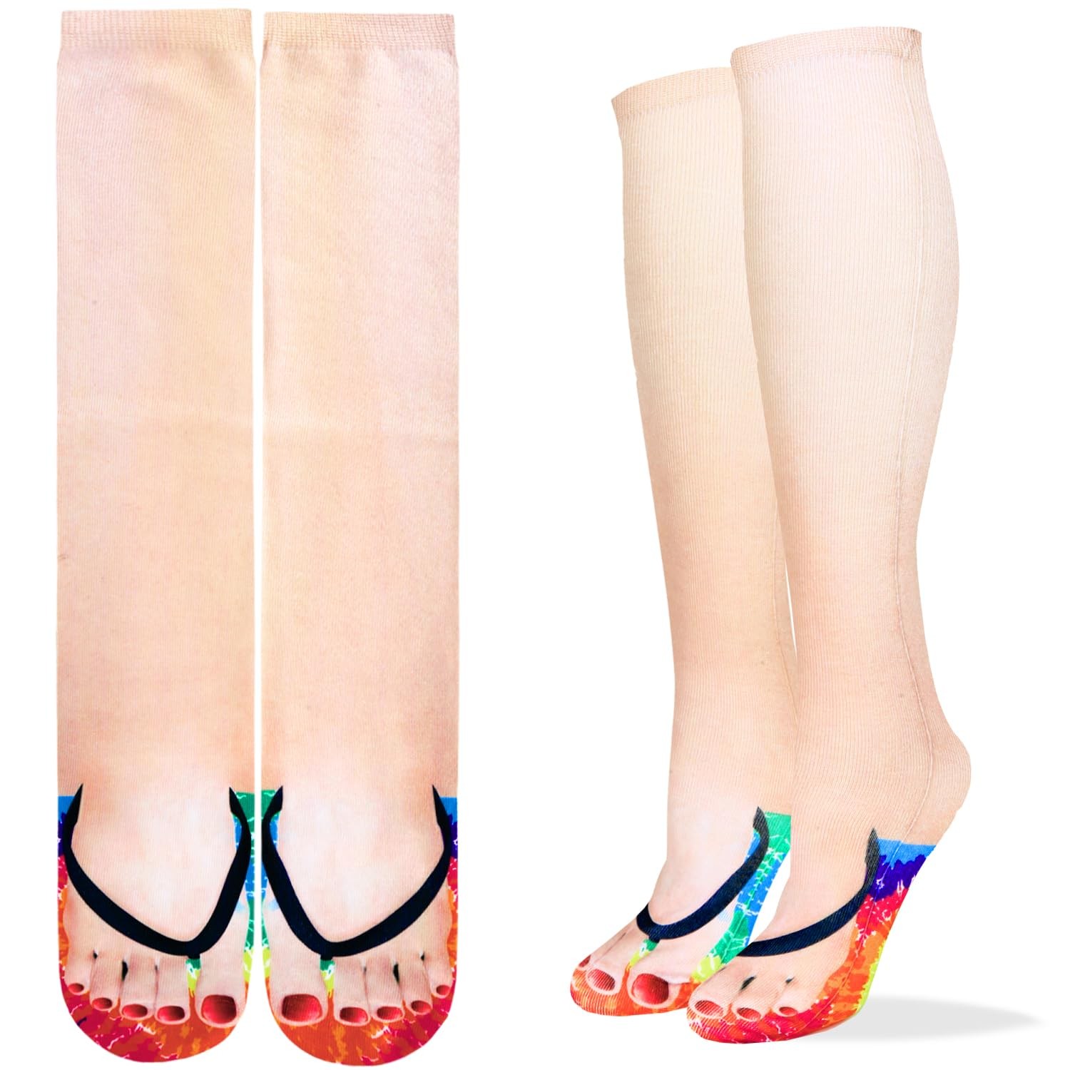 Benefeet Sox Womens Funny Crazy 3D Manicure Flip One Size, Flop Tie Dye