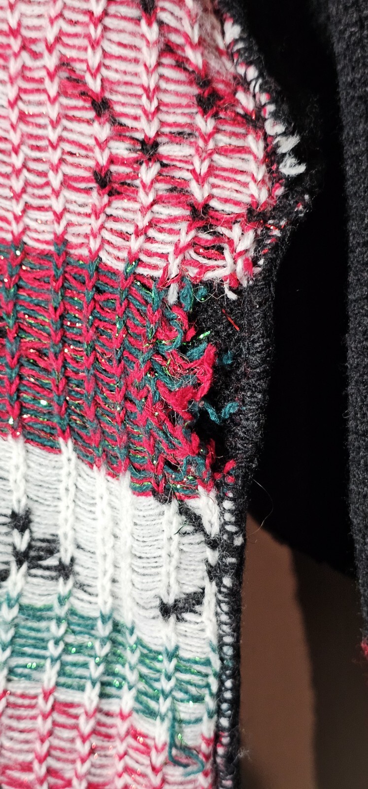 VTG SPUNKY Ugly Sweater Women L Black Red Metallic Whimsygoth White Spooky Cat