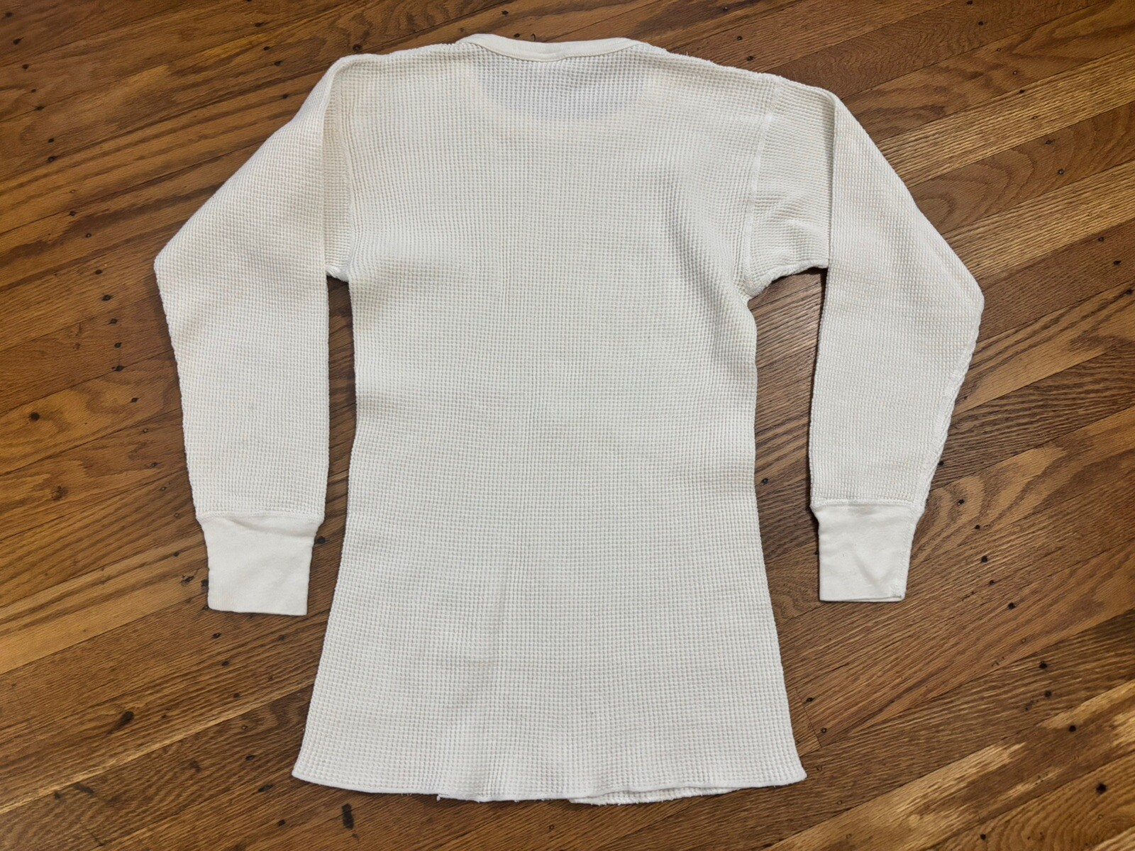 90s Unisex Waffle -knit Thermal Top.made USA.womens Med/form Fit