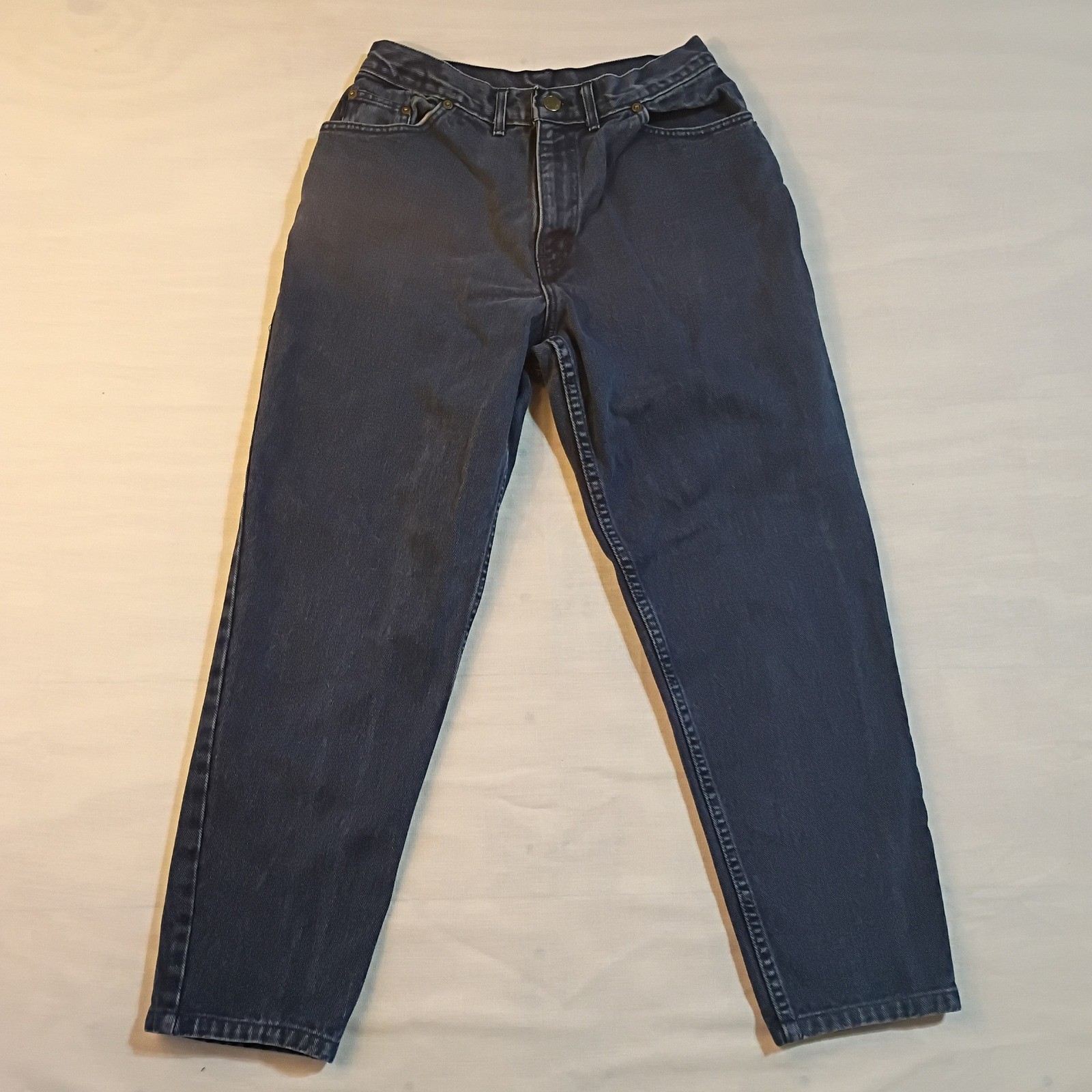 Chic Vintage 90s High Waisted Mom Jeans Dark Wash Tapered Leg Denim Pants