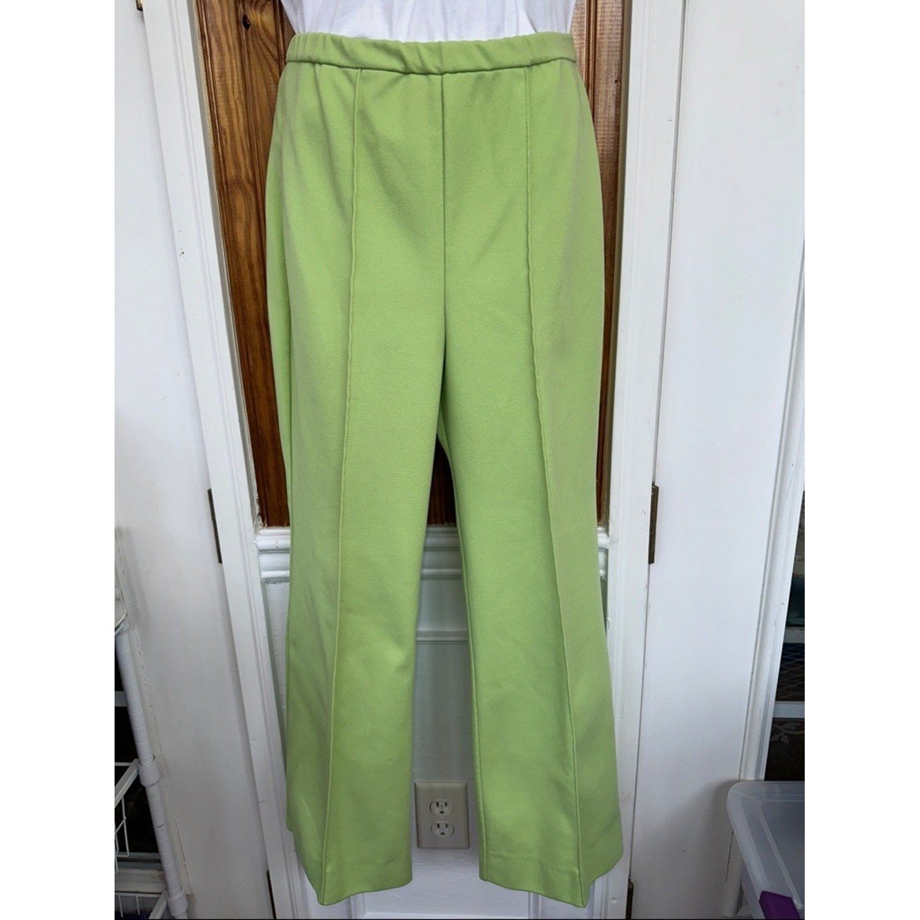 Vtg 60s/70s Donovan Galvani Lime Green Wide-Leg Women’s Pull on Polyester Pants