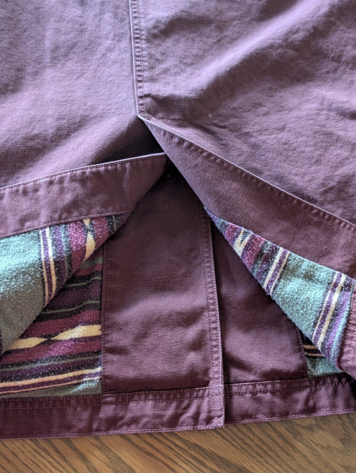 Vintage L.L. Bean Barn Duster Coat Canvas Corduroy Southwest Lined Burgundy XL